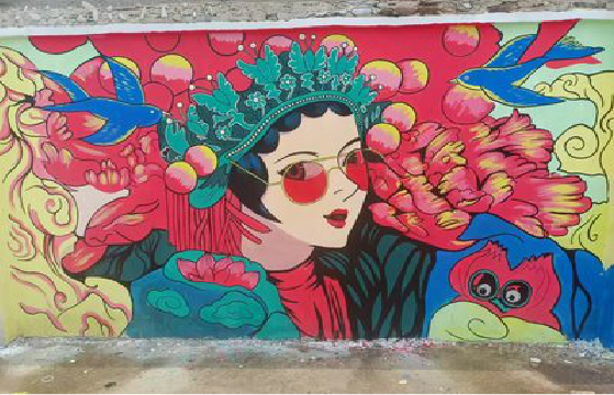 祥云墙体彩绘-网红墙