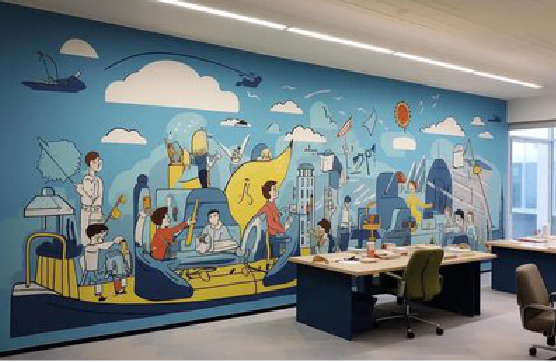 祥云办公室墙绘的特点。