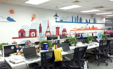 祥云教你设计办公室墙绘的方法。