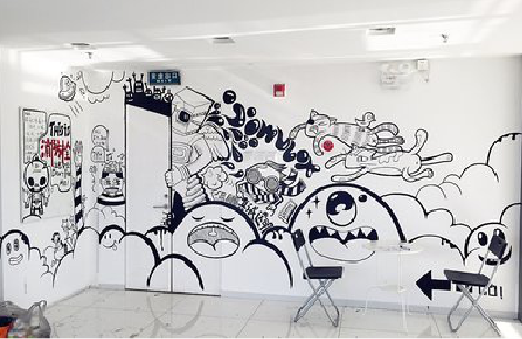 祥云手绘墙并非传统涂鸦。